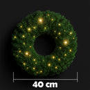 Corona Ghirlanda Natalizia Ø40 cm con 30 LED Bianco Caldo in PVC Verde      