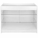 Bancone Espositore 120x90x60 cm per Negozio con Vetrina Ripiani in Vetro Bianco Brillante