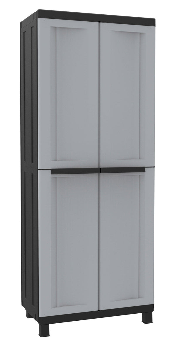 prezzo Armadio Modulare da Esterno 68x39x170 cm 2 Ante 3 Ripiani in Polipropilene Twist Grigio e Nero