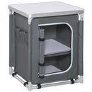 Mobile da Campeggio 2 Mensole 60x49x70 cm in Alluminio e Tessuto Oxford Grigio