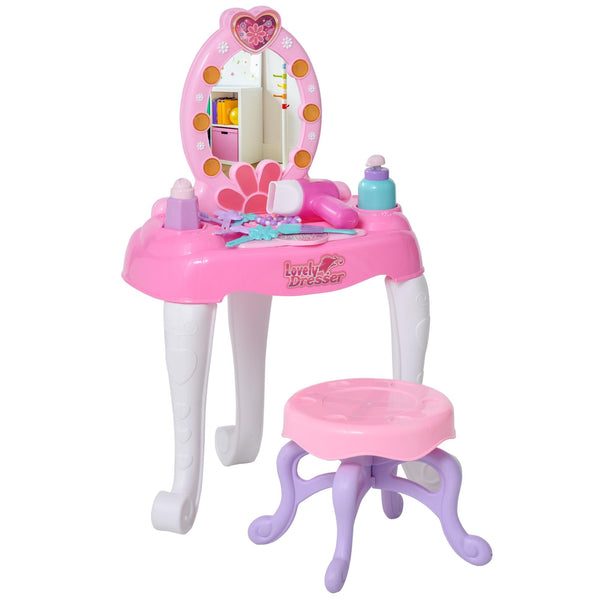 acquista Specchiera Giocattolo per Bambini con Sgabello Rosa
