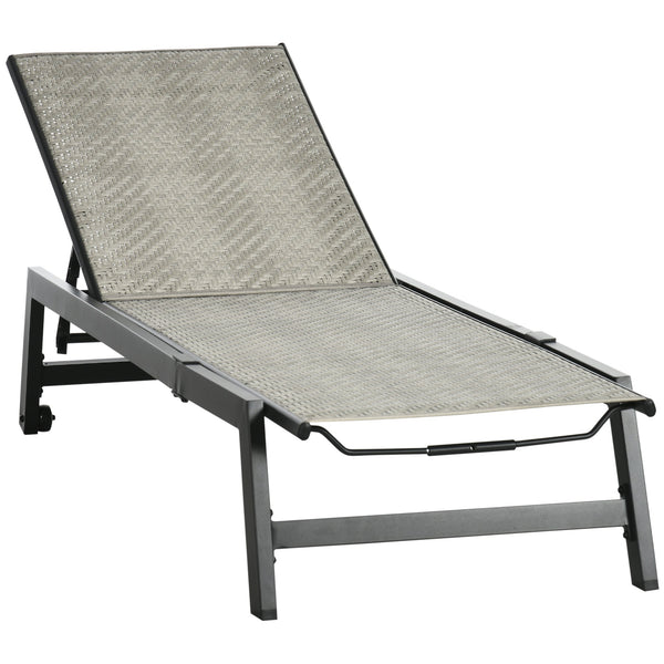 Lettino Prendisole da Giardino 162x60x90 cm in Rattan e Alluminio Nero e Grigio sconto