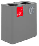 Pattumiera Sistema di Raccolta Rifiuti 77x38xh80 cm In Acciaio Verniciato 2 Scomparti Grigio