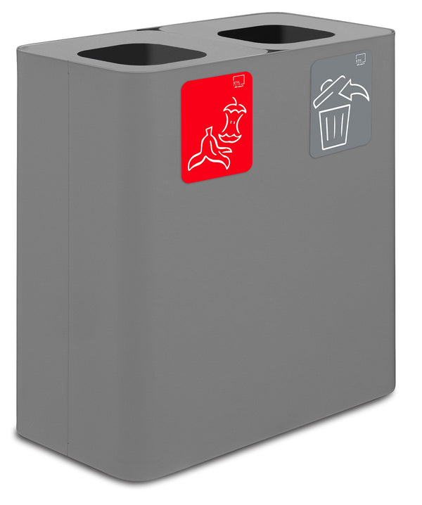 online Pattumiera Sistema di Raccolta Rifiuti 77x38xh80 cm In Acciaio Verniciato 2 Scomparti Grigio