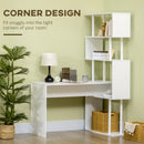 Scrivania Angolare da Ufficio 120x80x176 cm con Libreria in Truciolato Bianco