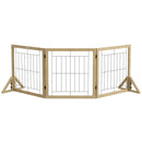 Cancellino per Cani Pieghevole con 3 Pannelli 210x70 cm in Legno Naturale      