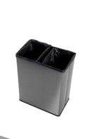 Pattumiera Alta 54L Interno Esterno Keter Verto Recycle 43,5x26,5x68,7 cm con Bordo Copri Sacco in Plastica Grigio Perla      