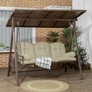 Dondolo da Giardino 3 Posti 208x120x174 cm in Acciaio Marrone e Cachi