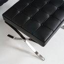 Set Poltrona e Pouf Barcelona in Acciaio Cromato Rivestimento in Similpelle Nero