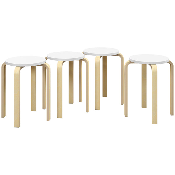 Set 4 Sgabelli Rotondi e Impilabili Ø40x45 cm in Legno Bianco acquista