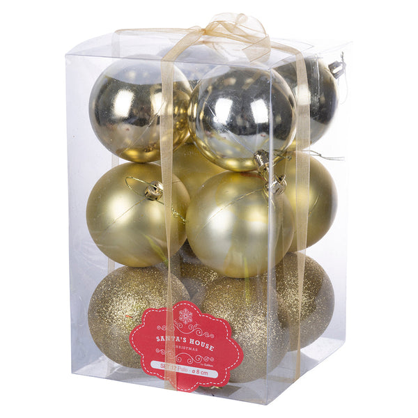 Set 12 Palle di Natale Ø8 cm in Plastica Oro prezzo