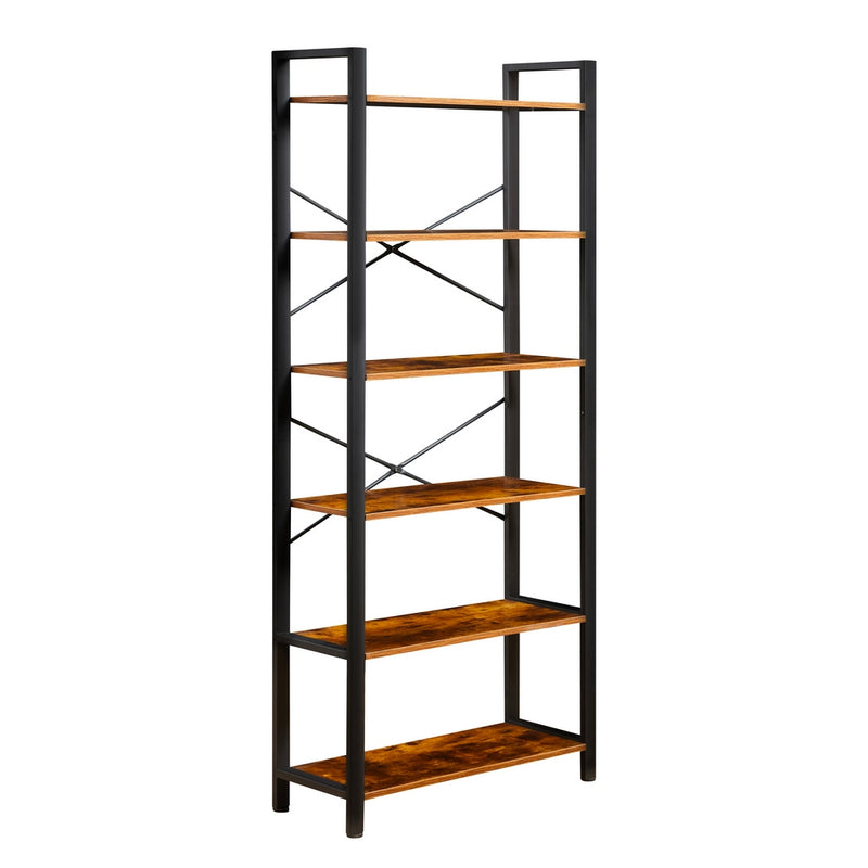 Libreria industrial con 6 ripiani 80x30x186 cm in legno e metallo