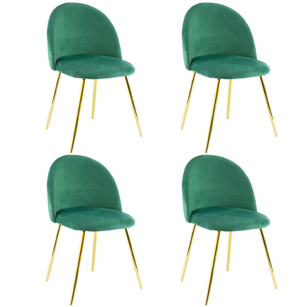 online Set 4 Sedie 50x45x80 cm in Tessuto Vellutato Piedi Oro Verde