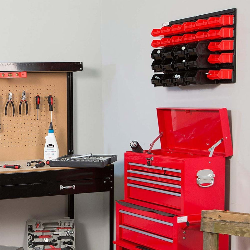 Pannello da parete con 30 Box Portautensili Contenitori attrezzi officina garage
