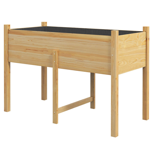 sconto Orto Rialzato con 2 Fori di Drenaggio e Sacca in Tessuto non Tessuto 115x55x80 cm in Legno di Abete Naturale