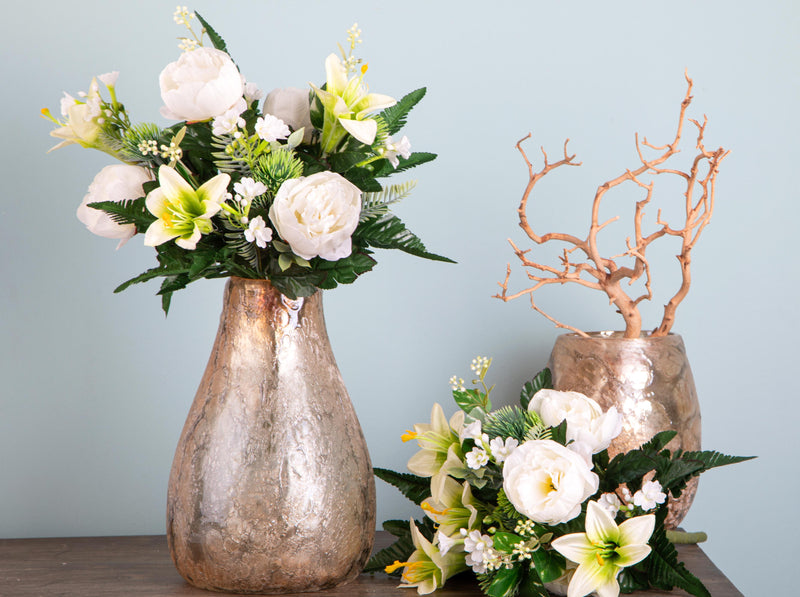 Set 2 Bouquet Artificiale con Peonie Altezza 51 cm Bianco