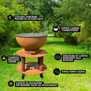 Barbecue a Legna e a Carbone Ø75xH86 cm in Acciaio Corten con Accessori Stromboli Marrone