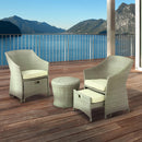 Set Salotto da Giardino Tavolino 2 Poltrone e 2 Poggiapiedi in Rattan Kraus Vasari Beige