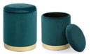 Set 2 Pouf Contenitore Polina Navyus in Tessuto effetto Velluto