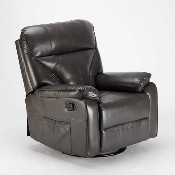sconto Poltrona Relax Reclinabile Manuale 90x74x130 cm in Similpelle Grigio Scuro
