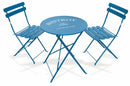 Set da Giardino Pieghevole in Ferro con Tavolo e 2 Sedie Soriani Bistrot Blu