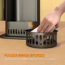 Stufa a Pellet da Esterno Potenza 6,86Kw con Base Antiscivolo Tubo in Vetro e Rete in Metallo Nero      