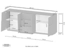 Credenza 4 Ante 3 Cassetti 220x44x86 cm Pongo 4A 3C Rovere Wotan  