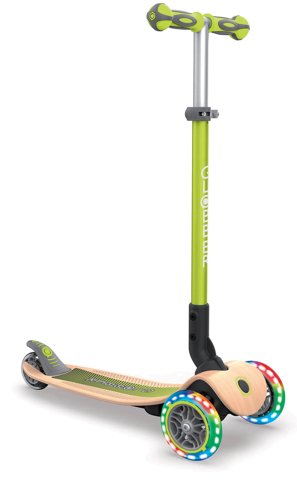 Monopattino 3 Ruote a LED Pieghevole 3 Altezze Max 50 Kg Globber Primo Foldable Wood Verde Lime prezzo