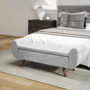 Panca Contenitore Fondo Letto con Braccioli 132x42x50 cm Vano da 53,8L in Tessuto Grigio  