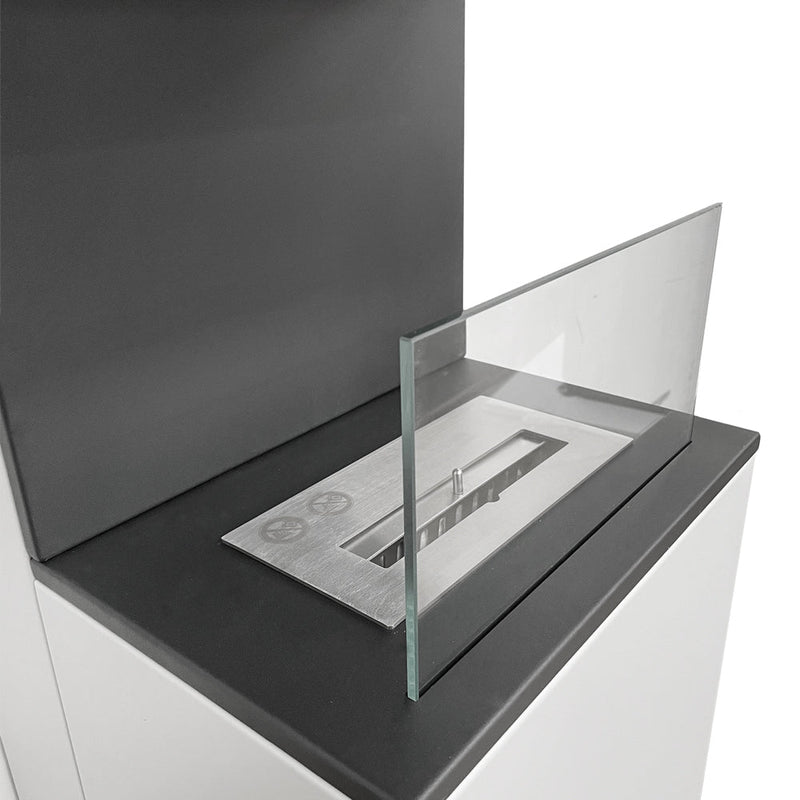 Camino a Bioetanolo da Pavimento 38x38x100 cm Oslo in acciaio Bianco  