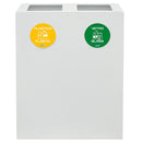 Pattumiera per Raccolta Differenziata 2 Scomparti 120 L 60x30x80 cm in Acciaio Verniciato Bianco