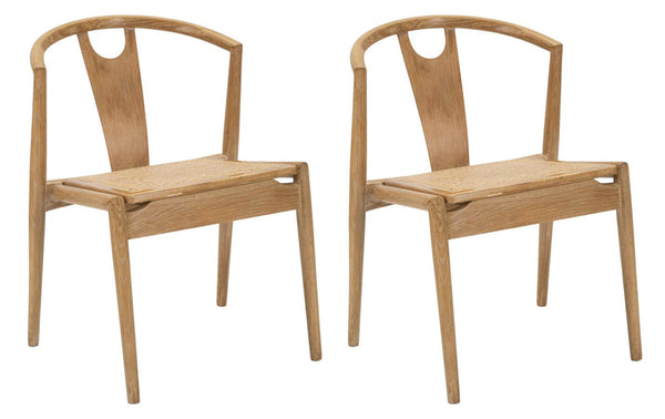 Set 2 Sedie Japan 56x76x53 cm in Legno e Rattan Marrone sconto