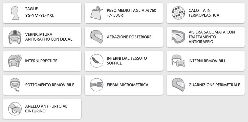 Casco Demi-Jet per Bambini Visiera Sagomata CGM Sport 205G Bianco Metal Varie Misure