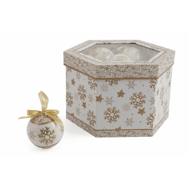 Set 14 Palle di Natale Ø8 cm in Polyfoam con Box Bianco e Oro online