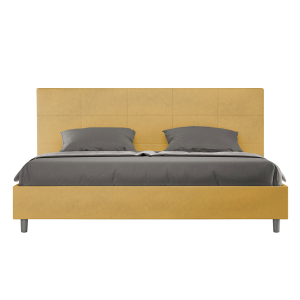 acquista Letto Matrimoniale Imbottito in Microfibra Mika Ocra Varie Misure