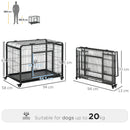 Box Kennel per Cani Pieghevole 94x58x69.5 cm a Doppia Porta con Blocco 4 Ruote e Fondo Rimovibile Grigio      