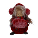 Pupazzo bambina tessuto rosso cm 12x12xh22