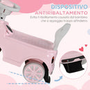 Macchina Cavalcabile per Bambini 18-36 Mesi 53x25x35 cm a Spinta Manuale con Clacson e Volante Funzionante in PP Rosa      
