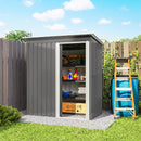 Capanno Box Attrezzi 163x89x182 cm con Tetto Inclinato e Porta Scorrevole in Acciaio e PP Grigio Chiaro      