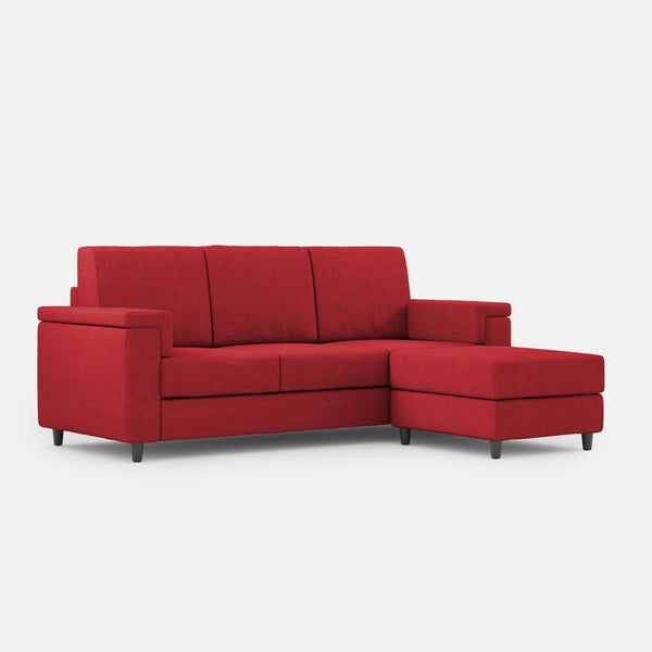Divano 3 Posti con Pouf 208x155x85 cm Marrak in Tessuto Rosso prezzo