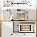 Credenza da Cucina 100x40x62 cm con 3 Armadietti 2 Cassetti e Portaspezie in Legno Ingegnerizzato Bianco      