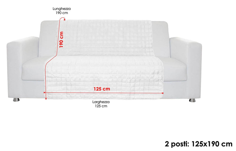 Copridivano a Fascia 2 Posti 125x190 cm in Microfibra Doubleface Tortora/Panna