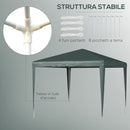 Gazebo da Giardino 270x270 cm con Picchetti e Corde Telaio in Acciaio e Rivestimento in PE Verde Scuro      