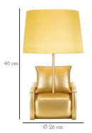 Lampada da Comodino Midcentury Gialla Ø26x46 cm in Resina e Ferro e Tessuto Oro      