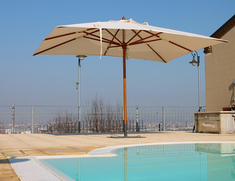 Ombrellone da Giardino 2,5x3,5 m Palo Ø48 mm in Legno Telo in Acrilico Danieli Sydney Ecrù