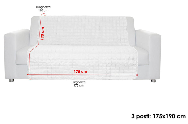 Copridivano a Fascia 3 Posti 175x190 cm in Microfibra Doubleface Tortora/Panna