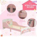 Struttura Letto Singolo per Bambini 140x70 cm con Bordi Rialzati e Doghe in MDF Rosa  