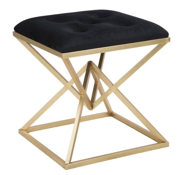 Puff Piramid 45x45x48 cm in Ferro e Spugna e Poliestere Oro e Nero online