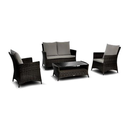 Set Salotto da Giardino in PVC Rattan con Divano 2 Posti Tavolino e 2 Poltrone Taddei Casablanca Nero prezzo