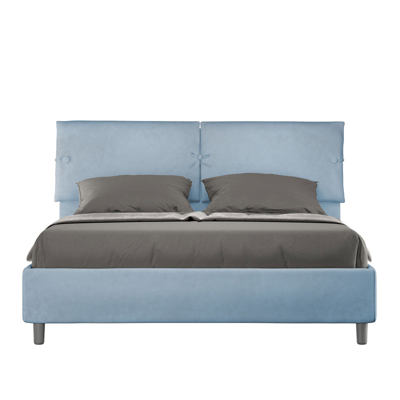 Letto Matrimoniale con Alzata Comoda Imbottito in Microfibra Sleeper Azzurro Varie Misure